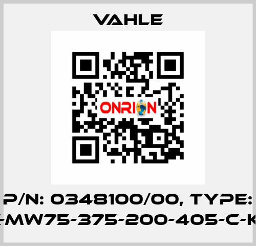 P/n: 0348100/00, Type: WK-MW75-375-200-405-C-K1-K Vahle