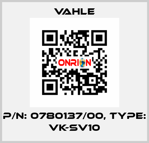 P/n: 0780137/00, Type: VK-SV10 Vahle