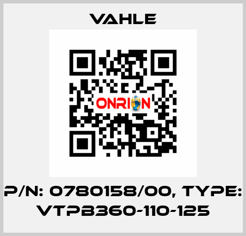 P/n: 0780158/00, Type: VTPB360-110-125 Vahle