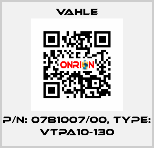 P/n: 0781007/00, Type: VTPA10-130 Vahle