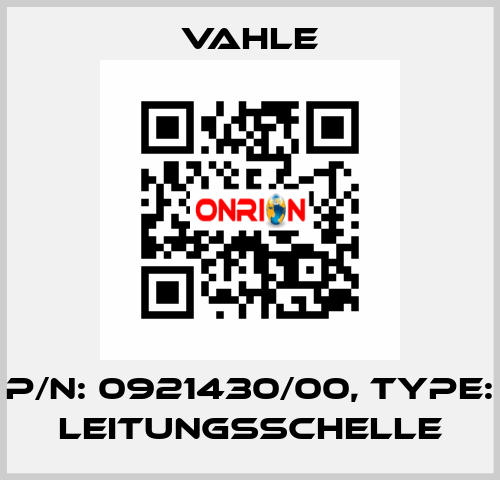 P/n: 0921430/00, Type: LEITUNGSSCHELLE Vahle