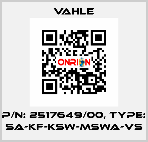 P/n: 2517649/00, Type: SA-KF-KSW-MSWA-VS Vahle