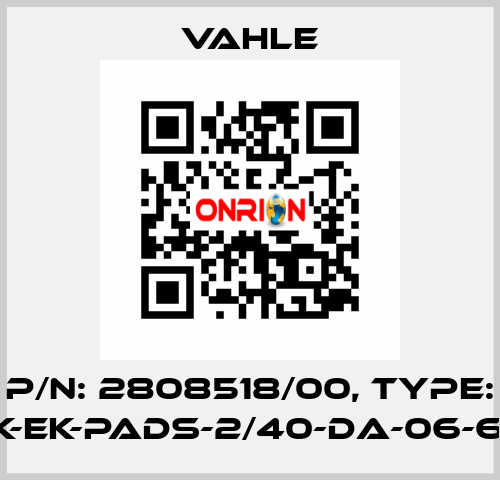 P/n: 2808518/00, Type: SK-EK-PADS-2/40-DA-06-6,3 Vahle