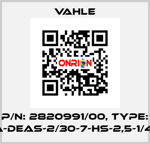 P/n: 2820991/00, Type: SA-DEAS-2/30-7-HS-2,5-1/4-8 Vahle