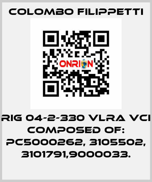 RIG 04-2-330 VLRA VCI composed of: PC5000262, 3105502, 3101791,9000033. Colombo Filippetti