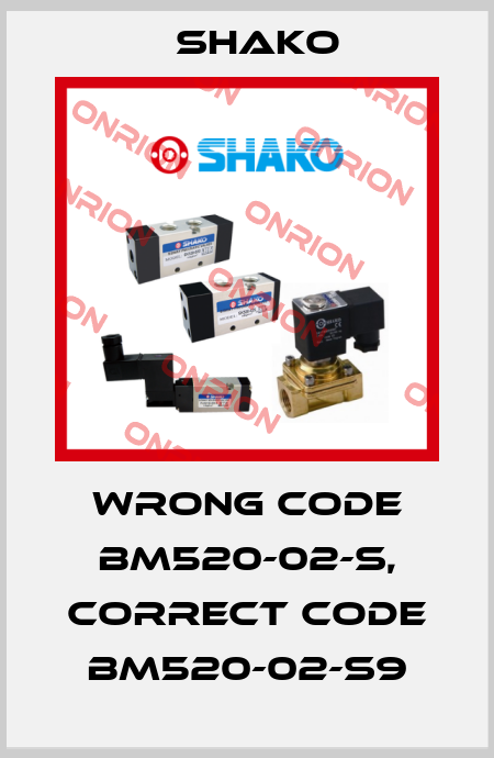 wrong code BM520-02-S, correct code BM520-02-S9 SHAKO