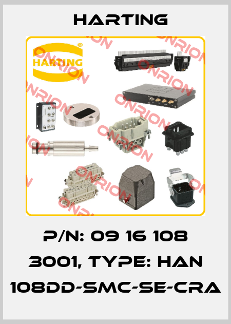 P/N: 09 16 108 3001, Type: Han 108DD-SMC-SE-CRA Harting