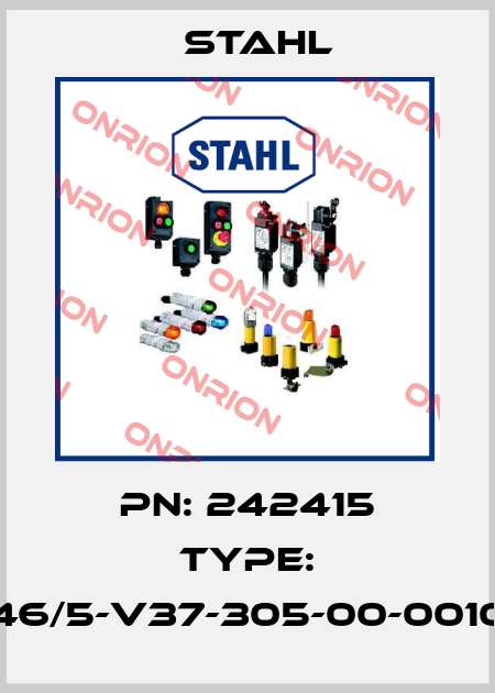 PN: 242415 Type: 8146/5-V37-305-00-0010-K Stahl