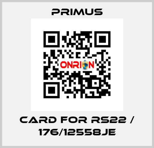 card for RS22 / 176/12558JE Primus