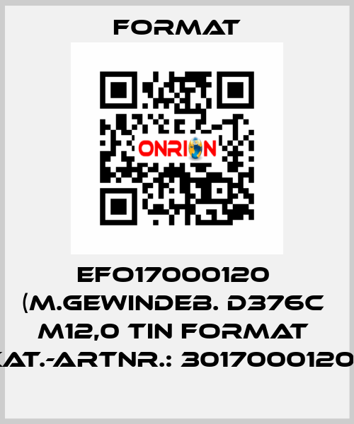 EFO17000120  (M.Gewindeb. D376C  M12,0 TiN FORMAT  Kat.-Artnr.: 3017000120)  Format