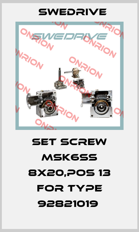 Set screw MSK6SS 8x20,pos 13 for type 92821019  Swedrive