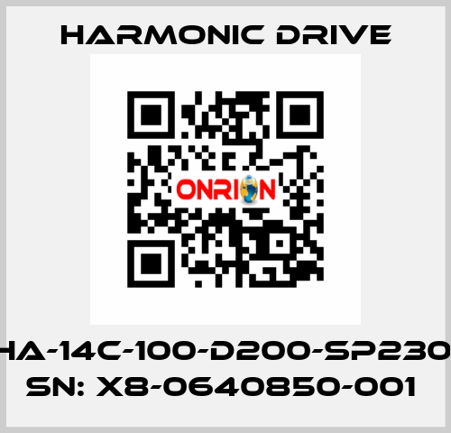 FHA-14C-100-D200-SP230V SN: X8-0640850-001  Harmonic Drive