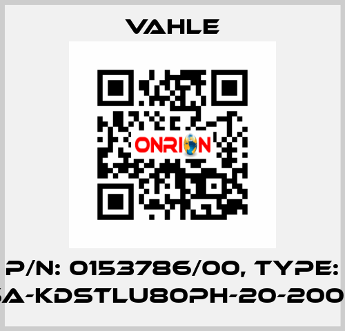 P/n: 0153786/00, Type: SA-KDSTLU80PH-20-2000 Vahle