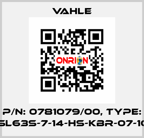 P/n: 0781079/00, Type: SA-KESL63S-7-14-HS-KBR-07-10-01-03 Vahle