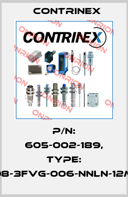 p/n: 605-002-189, Type: S08-3FVG-006-NNLN-12MG Contrinex
