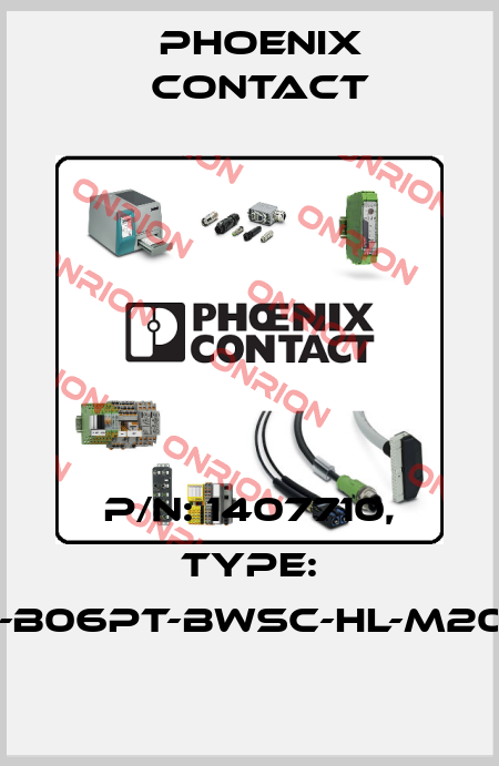 P/N: 1407710, Type: HC-EVO-B06PT-BWSC-HL-M20-PLRBK Phoenix Contact