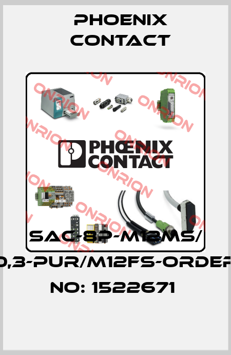 SAC-8P-M12MS/ 0,3-PUR/M12FS-ORDER NO: 1522671  Phoenix Contact