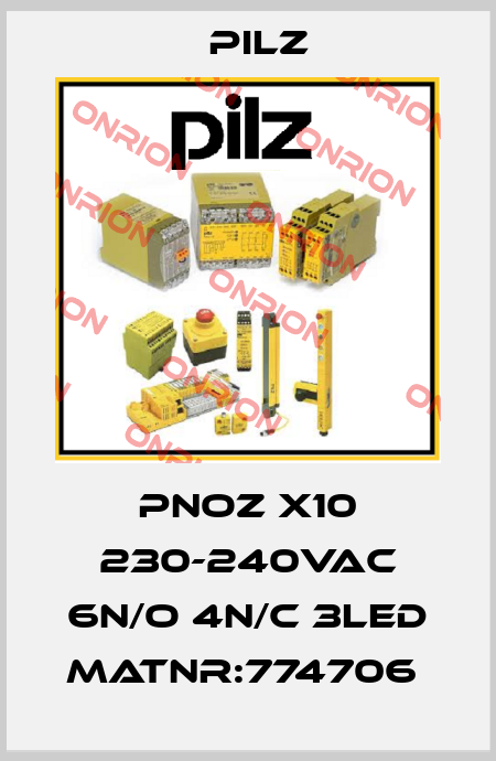 PNOZ X10 230-240VAC 6n/o 4n/c 3LED MatNr:774706  Pilz
