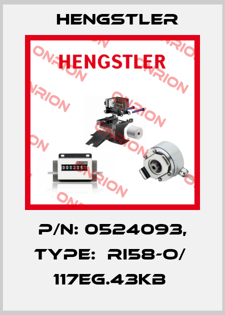 P/N: 0524093, Type:  RI58-O/  117EG.43KB  Hengstler