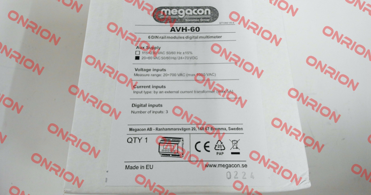 596121 / AVH60 24 VDC 50-60Hz Megacon