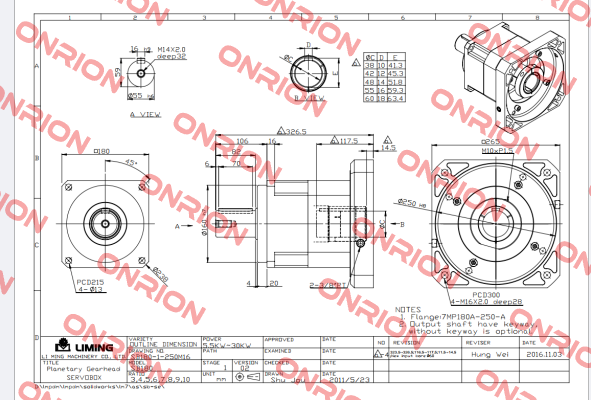 S/N: M418914005 / MODEL: SB-180 LIMING  MACHINERY CO.