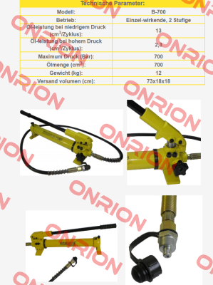 B-700 - Handpumpe Hydrafore Power Tools