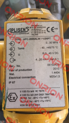 APC-2000ALWExd/0-30Mpa/1/2", NpT  Aplisens