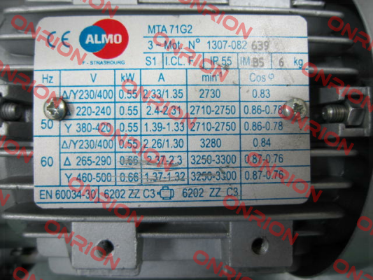 MOT.71 0,55KW 2P 230/400V 50/60HZ B5-FF130 MTA71G2 Almo