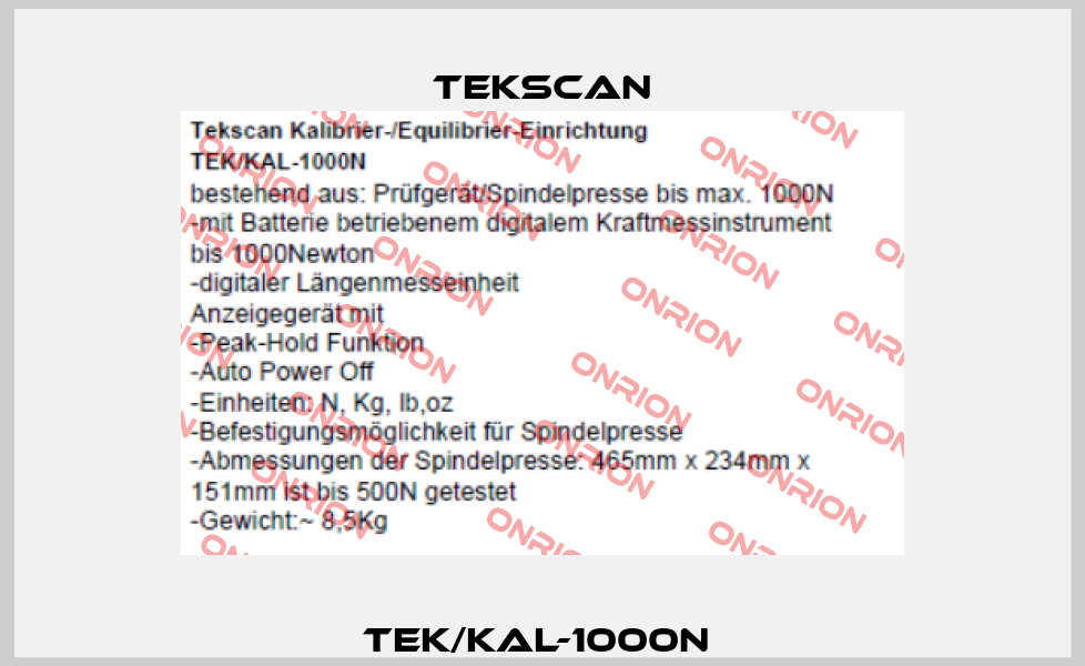TEK/KAL-1000N  Tekscan