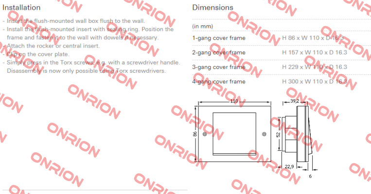 Model:TX44, 1-gang cover frame  Gira