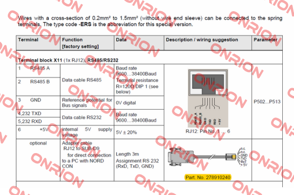 RJ12/SUB-D SO RS232  Nord