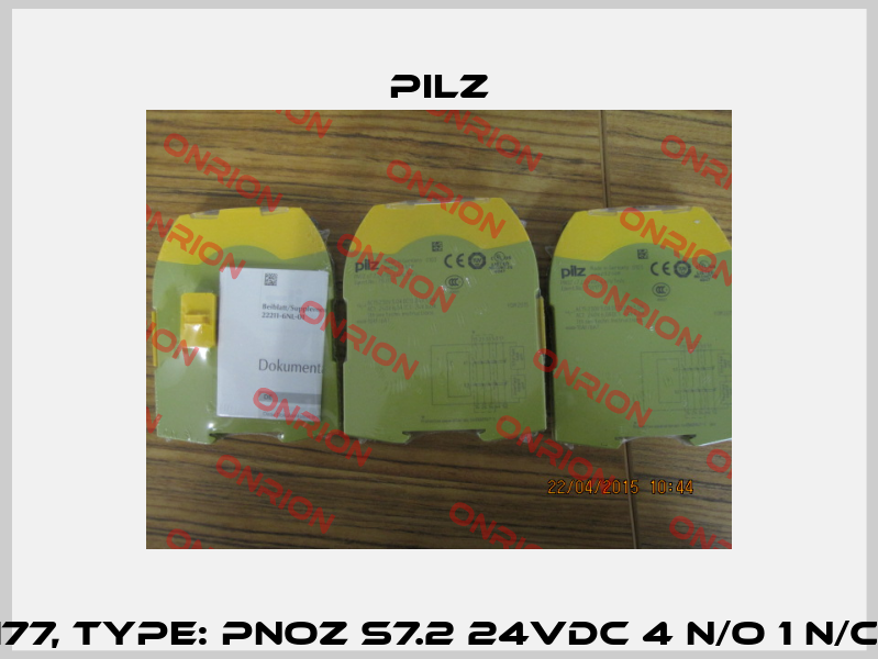 p/n: 750177, Type: PNOZ s7.2 24VDC 4 n/o 1 n/c expand Pilz