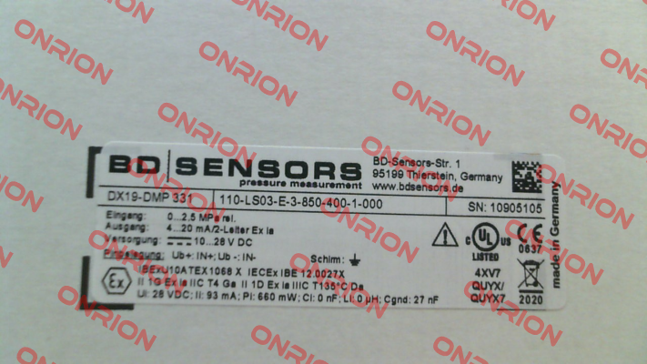 110-LS03-E-3-850-400-1-000 Bd Sensors