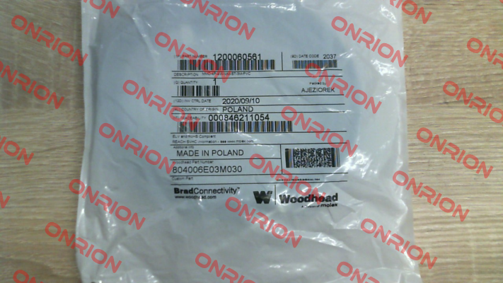 PN:1200060561 (804006E03M030), Type: MMC-4P-4W-MM-ST-3M-PVC Molex