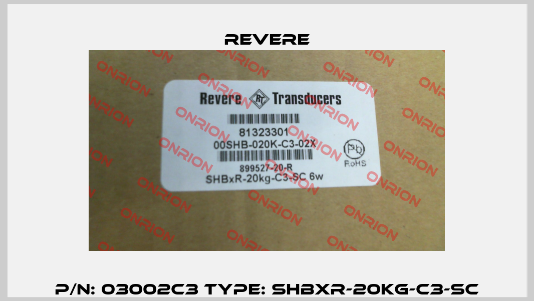 P/N: 03002C3 Type: SHBxR-20kg-C3-SC Revere