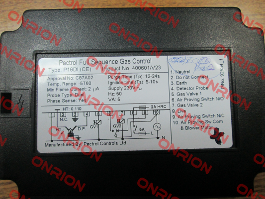 Type P16DI(CE), Pn. 400601/V23 Pactrol