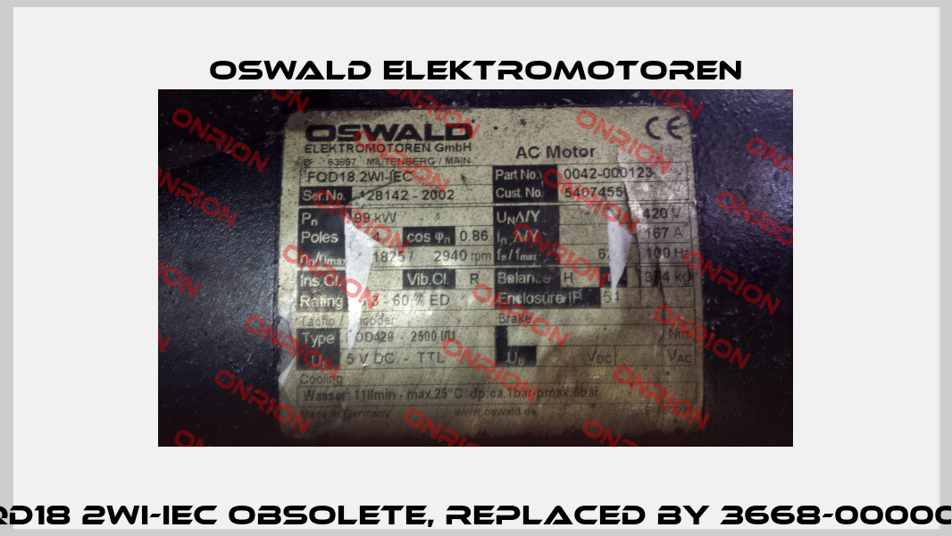FQD18 2WI-IEC Obsolete, replaced by 3668-000006  Oswald Elektromotoren
