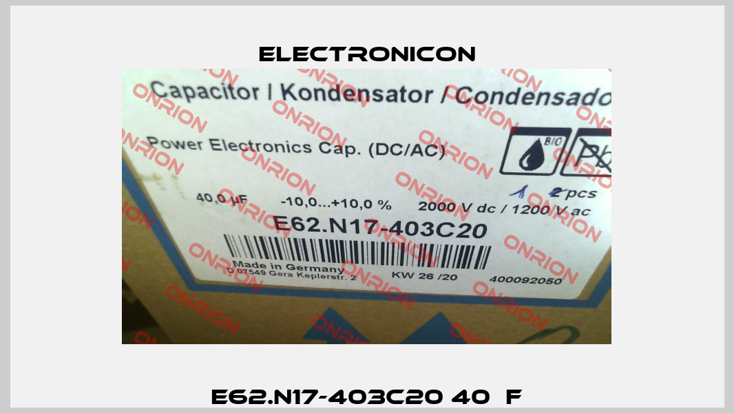 E62.N17-403C20 40μF Electronicon