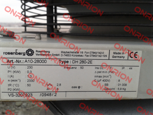 DH 280-2E, A10-28000 obsolete, replacement DH 280-2 E.3EF IP44  Rosenberg