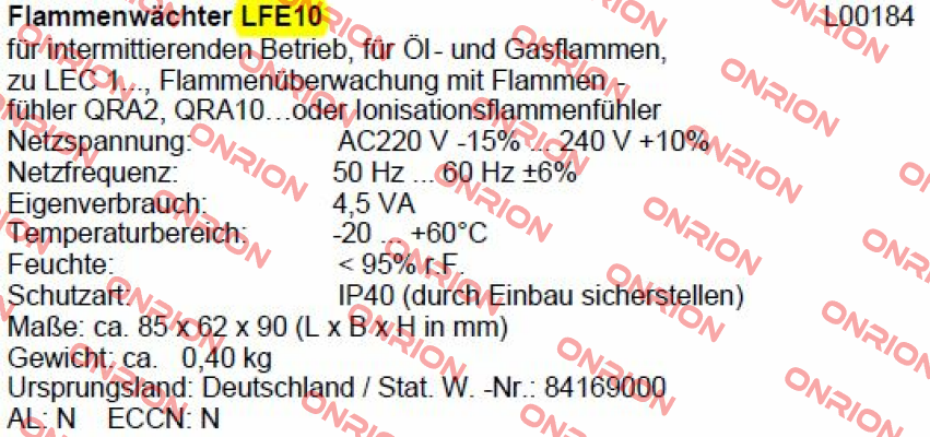 LFE10 (L00184) Siemens (Landis Gyr)