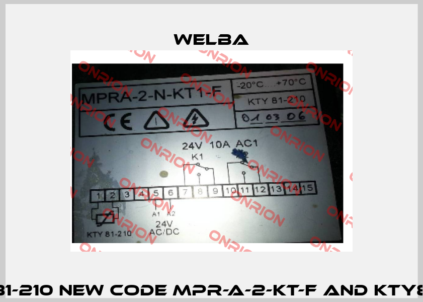 MPRA-2-N-KT1-F  KTY81-210 new code MPR-A-2-KT-F and KTY81-210, PVC, 2m TF1A-2 Welba