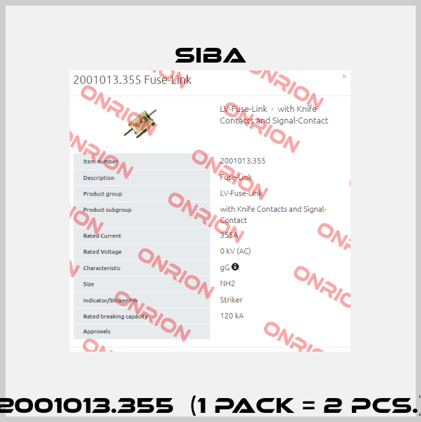 2001013.355  (1 Pack = 2 Pcs.) Siba