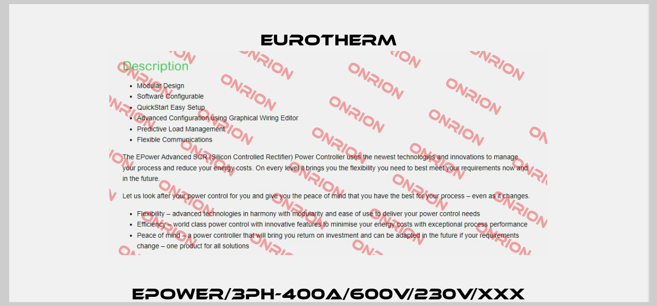 EPOWER/3PH-400A/600V/230V/XXX Eurotherm