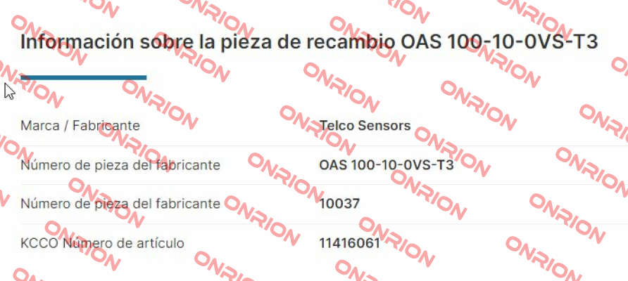 p/n: 10037, Type: OAS 100-10-0VS-T3 Telco