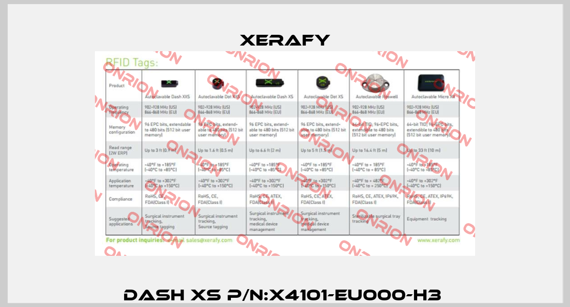 Dash XS P/N:X4101-EU000-H3  Xerafy